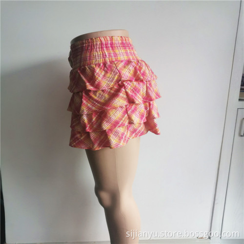 Sweet 100% Cotton Breathable Lady's Summer Layered Skirt